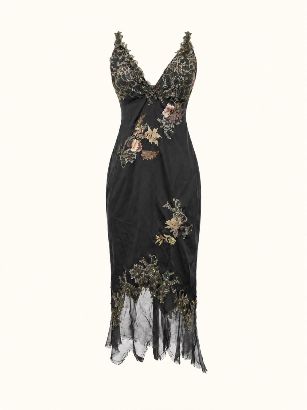 Vintage Mandalay Dark Green Embroidered Lace Midi Dress Evening Cocktail Size 8